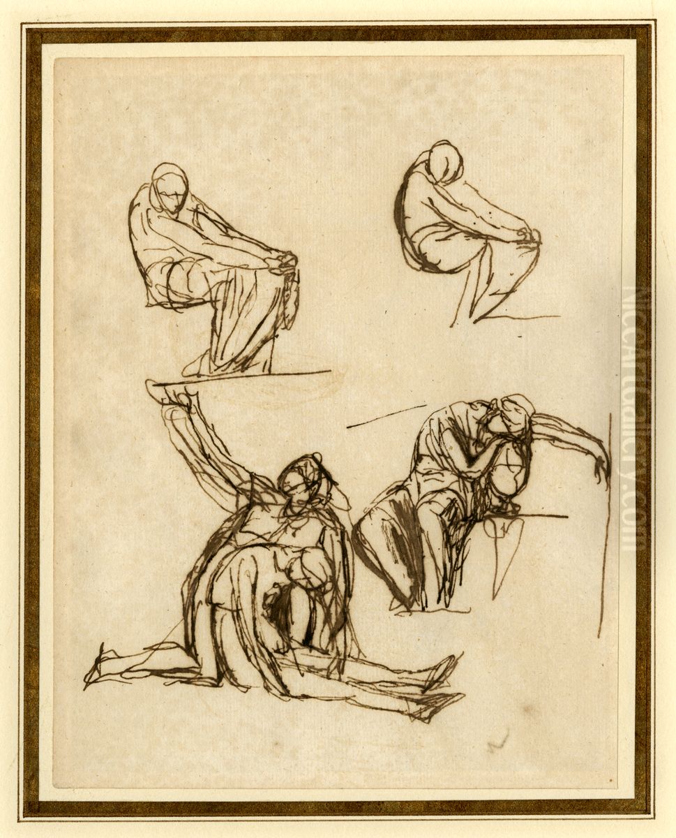 Figure Studies from the Artist's Cornwall Sketchbook. Oil Painting by George Romney