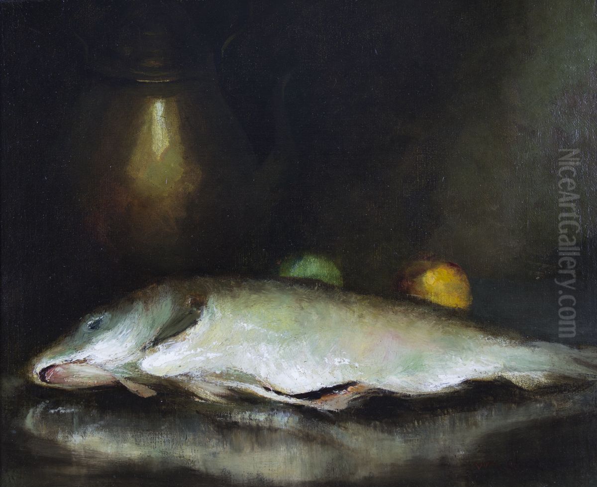 Still Life with Fish. Oil Painting by William Merritt Chase