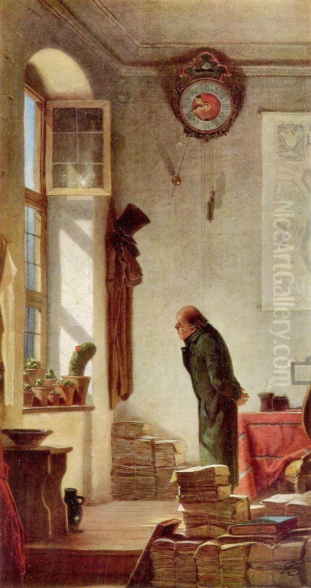Der Kaktusliebhaber Oil Painting by Carl Spitzweg