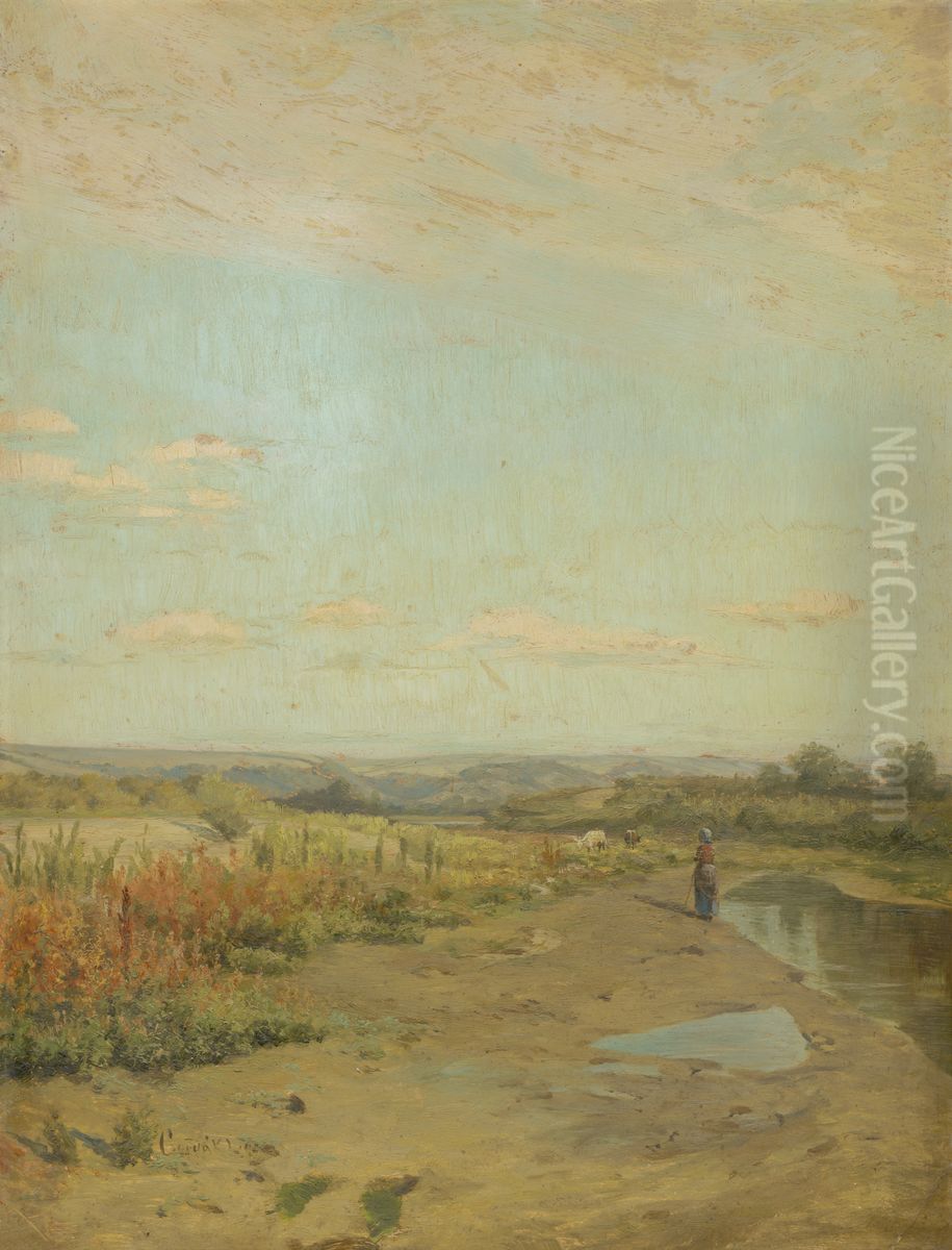 Mala pastierka Oil Painting by Lajos Csordak