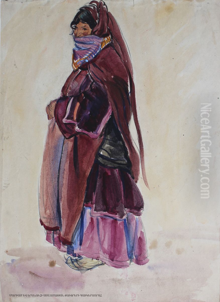 The repatriate from Iran Oil Painting by Eranuhi Aslamazyan