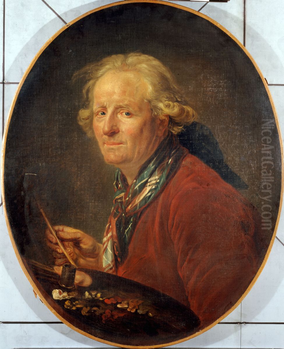 Self portrait of Nicolas-Bernard Lepicie Oil Painting by Nicolas Bernard Lepicie