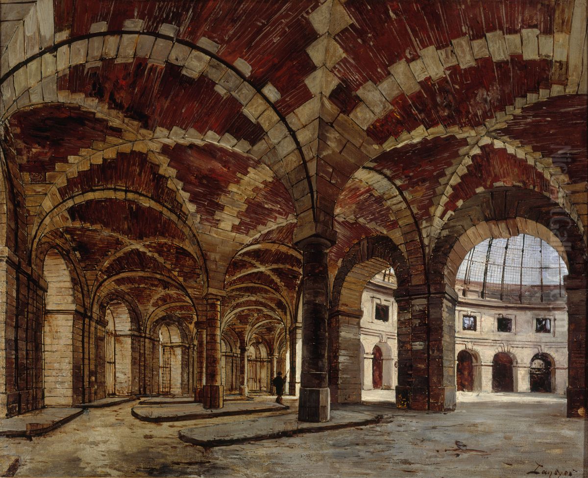 Vue interieure de l'ancienne Halle au ble, en 1886 Oil Painting by Emmanuel Lansyer
