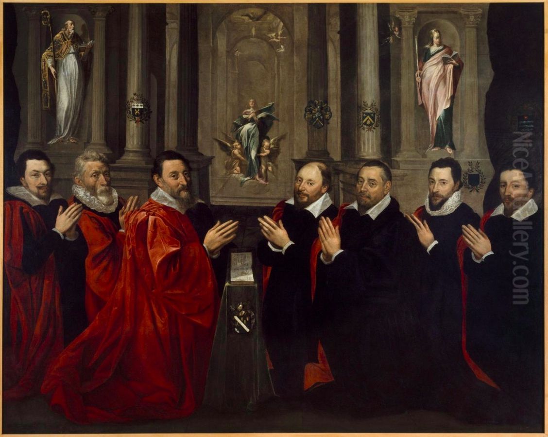 Le prevot des marchands et le bureau de la Ville de Paris, en 1611 Oil Painting by Georges Lallemand (see Lallemant)