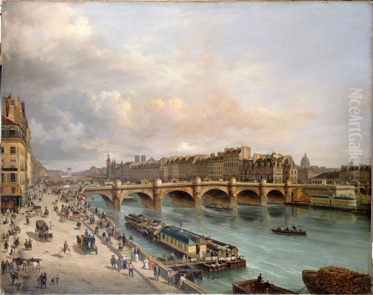 La Cite et le Pont-Neuf, vus du quai du Louvre Oil Painting by Giuseppe Canella