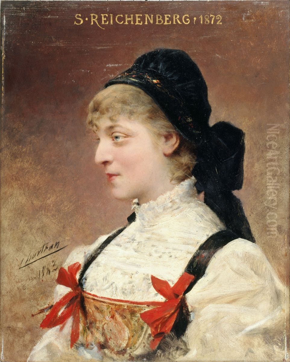 Portrait de Suzanne Reichenberg (1853-1924), societaire de la Comedie-Francaise Oil Painting by Theobald Chartran