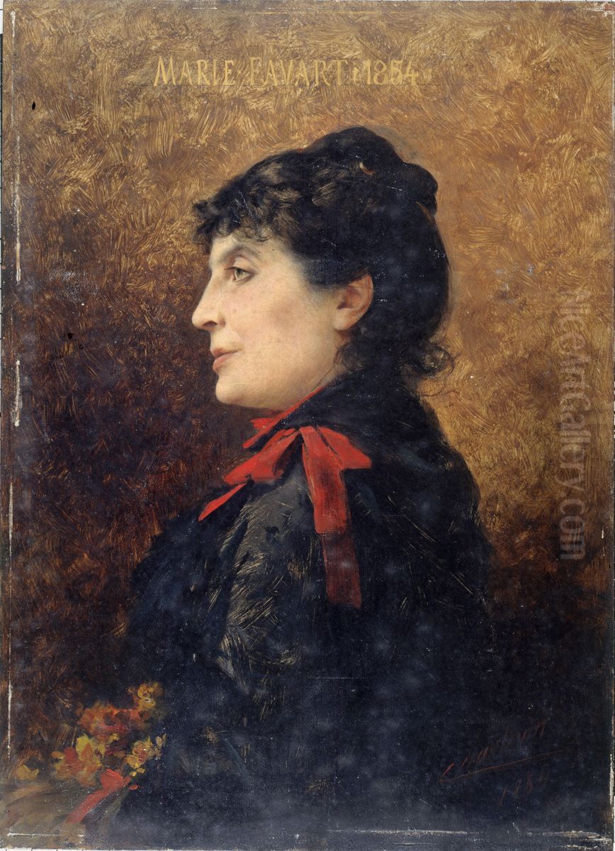 Portrait de Marie Favart (1833-1908), societaire de la Comedie-Francaise Oil Painting by Theobald Chartran