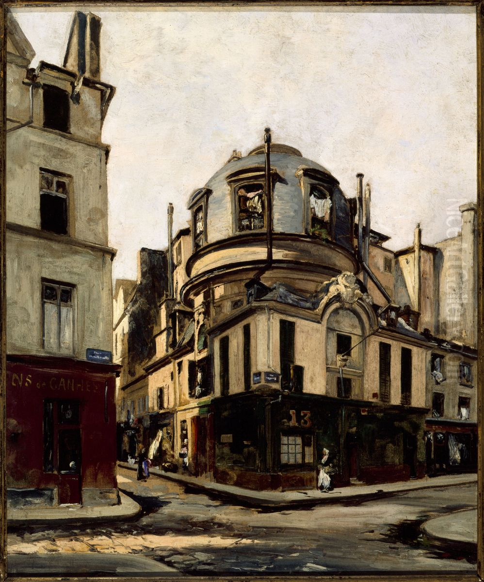 Vue de l'amphitheatre de l'ancienne faculte de Medecine, a l'angle de la rue de la Bucherie et de la rue de l'Hotel Colbert Oil Painting by Emmanuel Lansyer