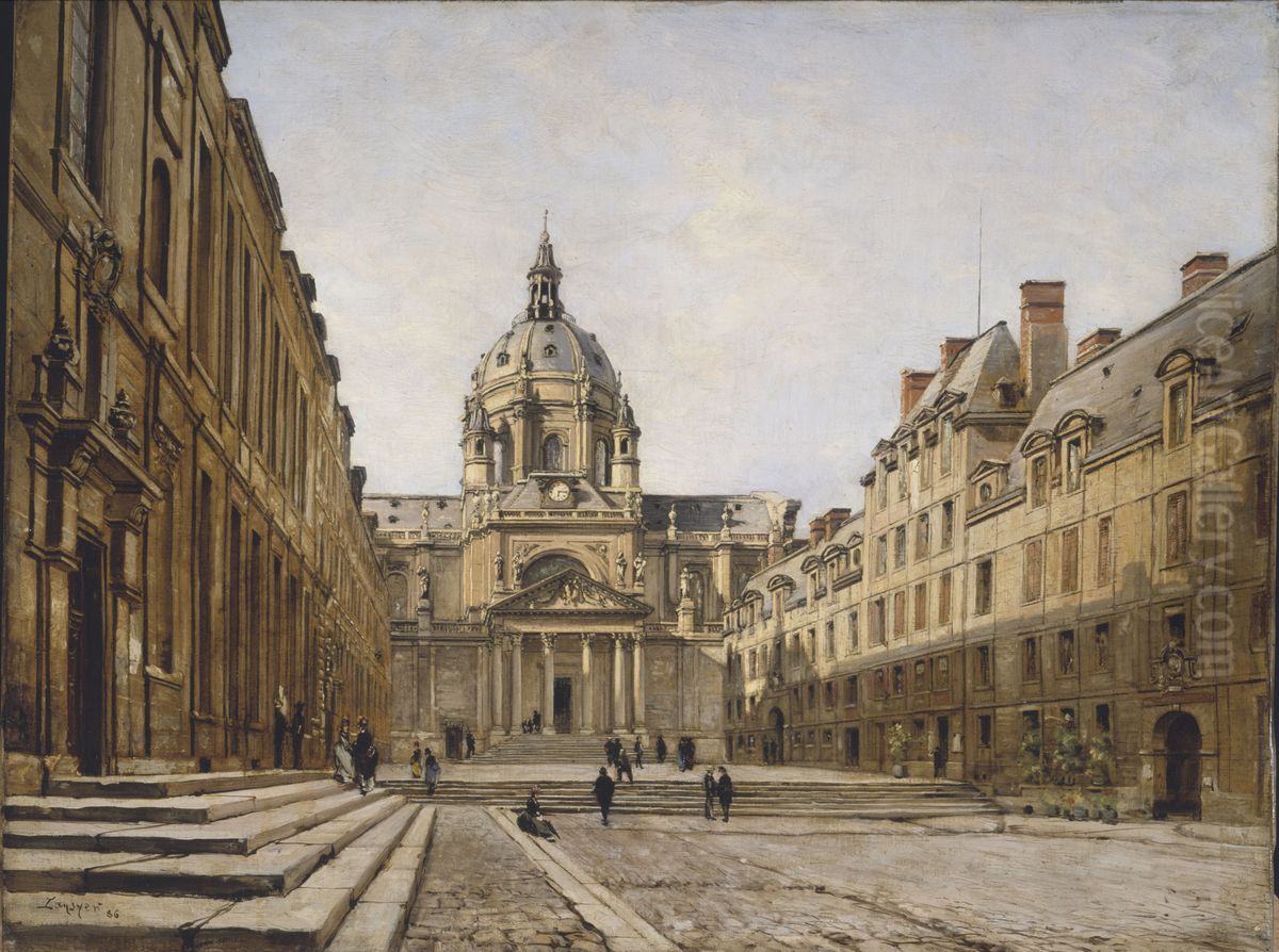 La Cour de l'ancienne Sorbonne Oil Painting by Emmanuel Lansyer