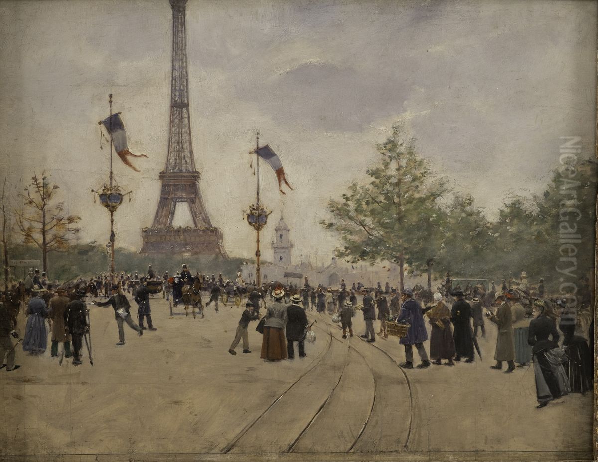 Entree de l'exposition universelle de 1889 Oil Painting by Jean Beraud