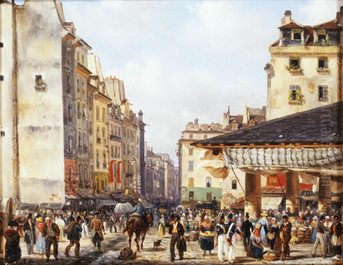 Les Halles Oil Painting by Giuseppe Canella