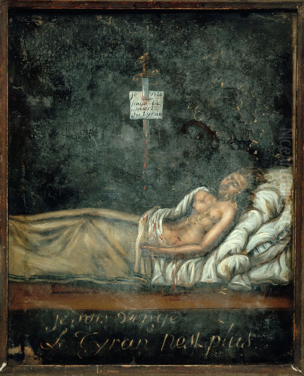 Portrait de Louis-Michel Le Peletier de Saint-Fargeau (1760-1793), sur son lit de mort Oil Painting by Jacques-Louis David