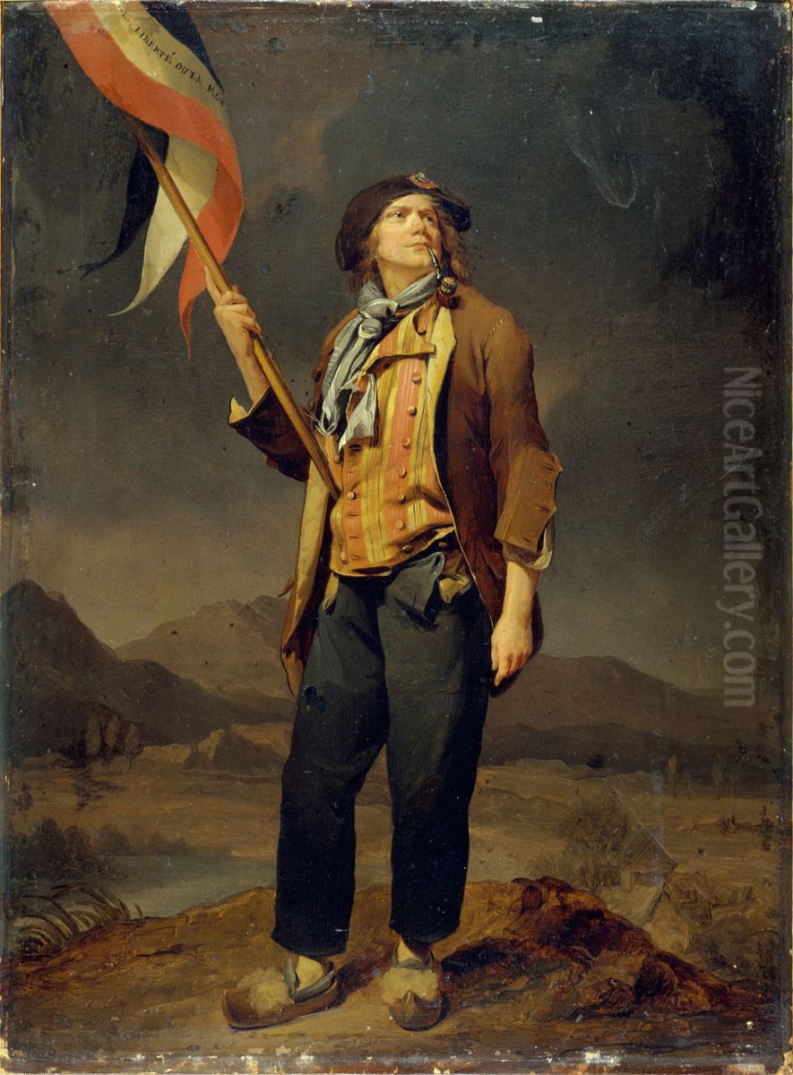 Portrait du chanteur Simon Chenard (1758-1832), en costume de sans-culotte, portant un drapeau a la fete de la liberte de la Savoie, le 14 octobre 1792 Oil Painting by Louis-Leopold Boilly