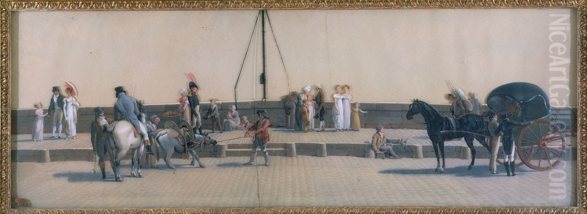 Le passage du pont Royal, vers 1800 Oil Painting by Louis-Leopold Boilly