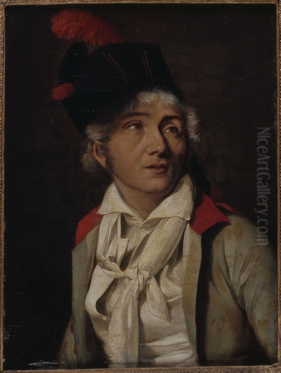 Portrait d'un acteur, en veste blanche a collet rouge Oil Painting by Louis-Leopold Boilly