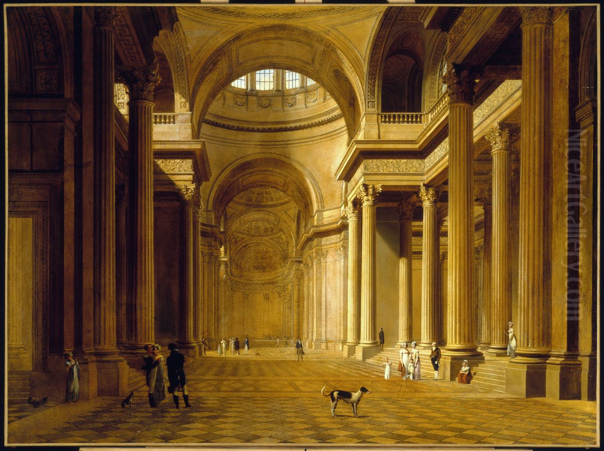 Vue interieure du Pantheon Oil Painting by Etienne Bouhot