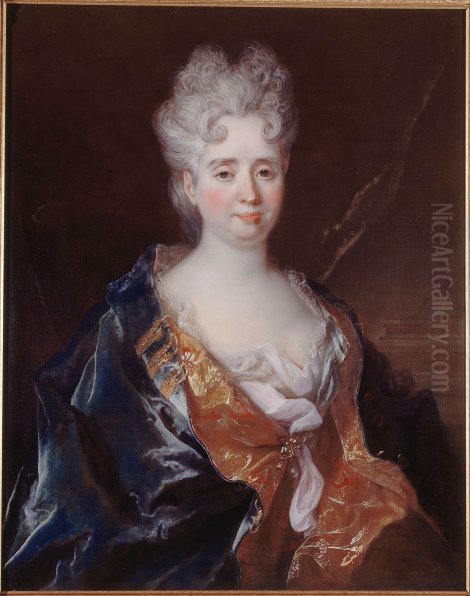 Portrait d'Anne-Therese de Marguenat de Courcelles, marquise de Lambert (1647-1733) Oil Painting by Nicolas de Largilliere