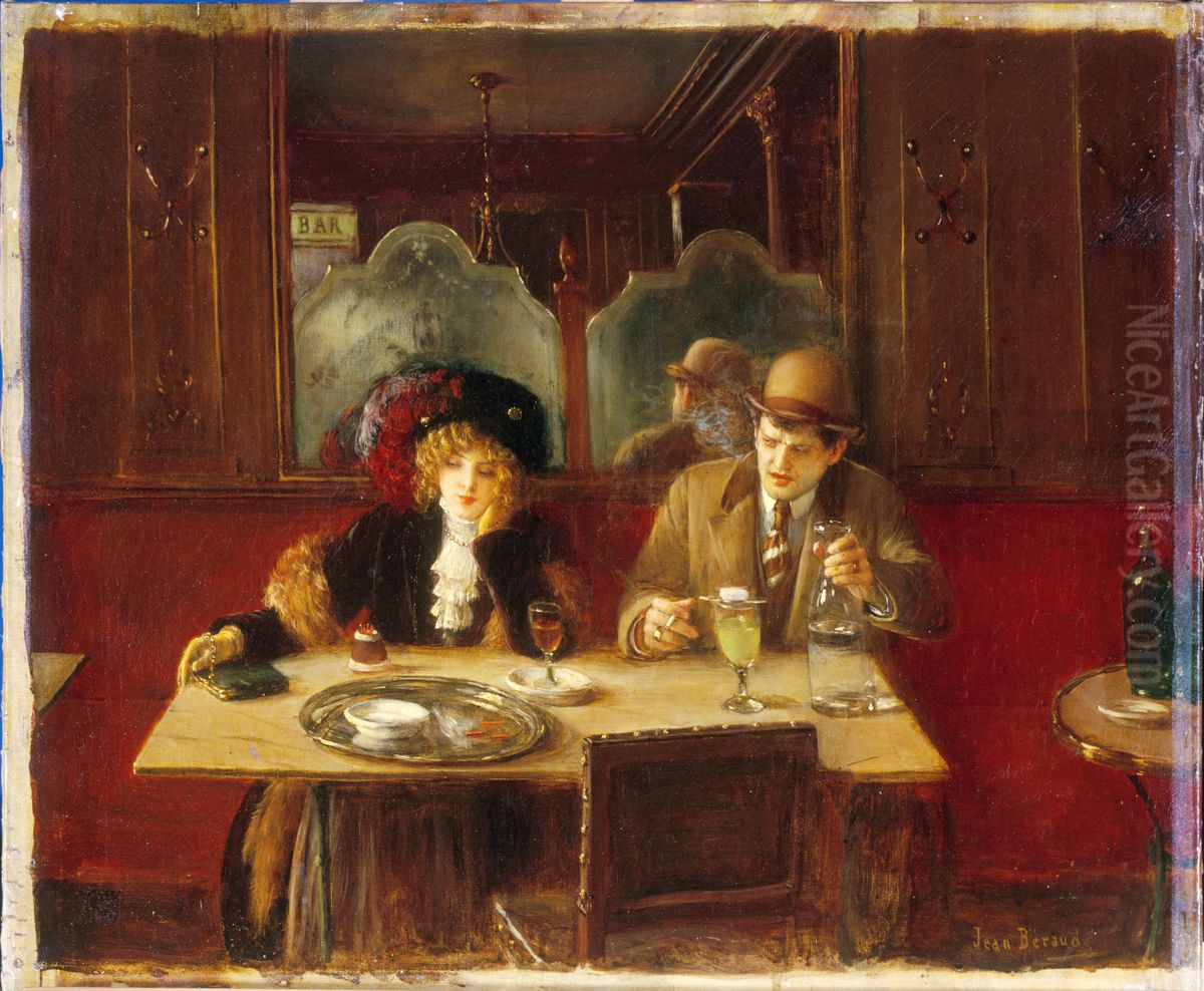 Au cafe, dit l'Absinthe Oil Painting by Jean Beraud