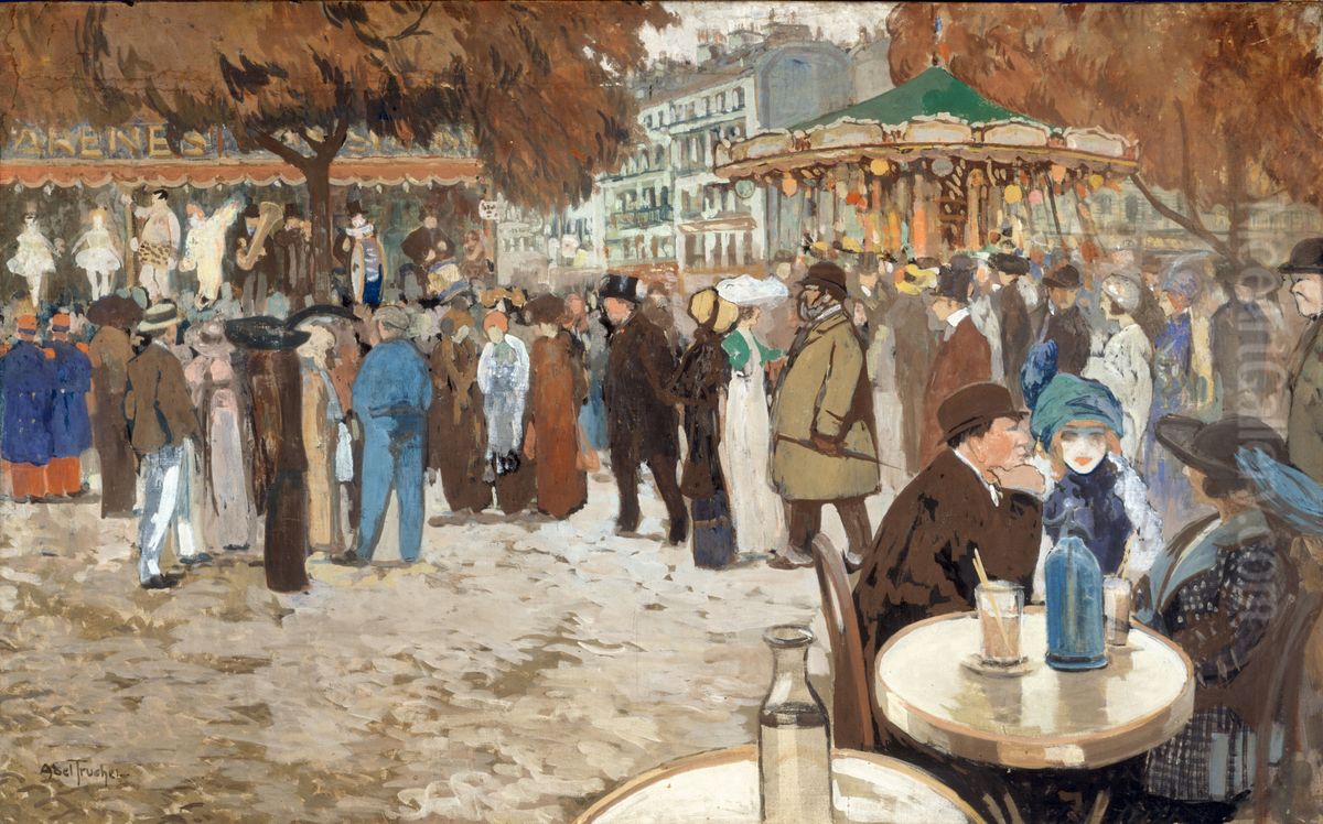 Fete foraine, boulevard de Clichy Oil Painting by Louis Abel-Truchet
