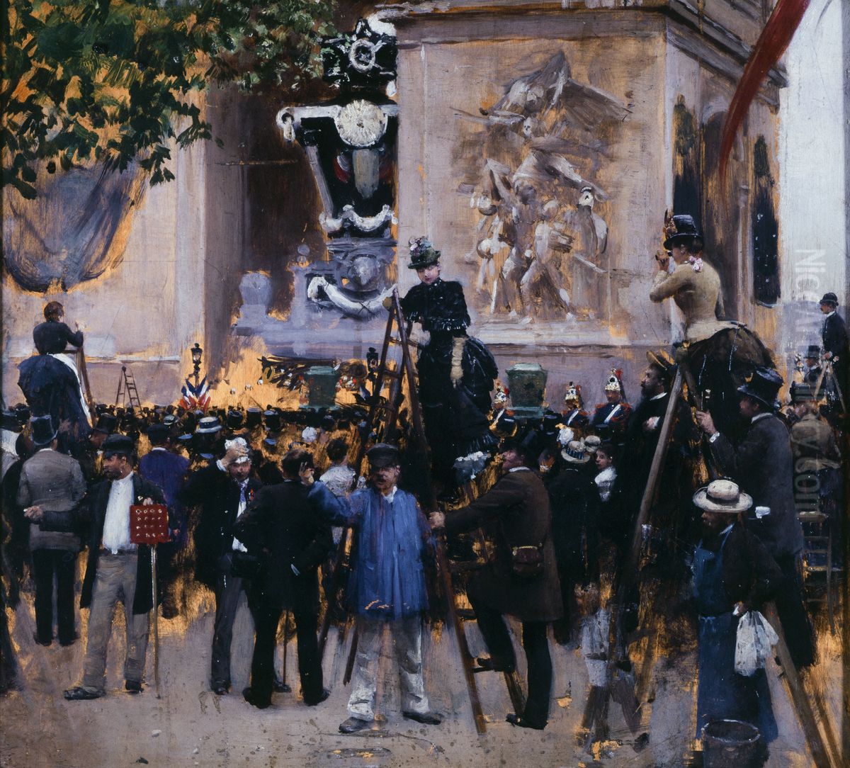 Les funerailles de Victor Hugo, place de l'Etoile (1er juin 1885) Oil Painting by Jean Beraud
