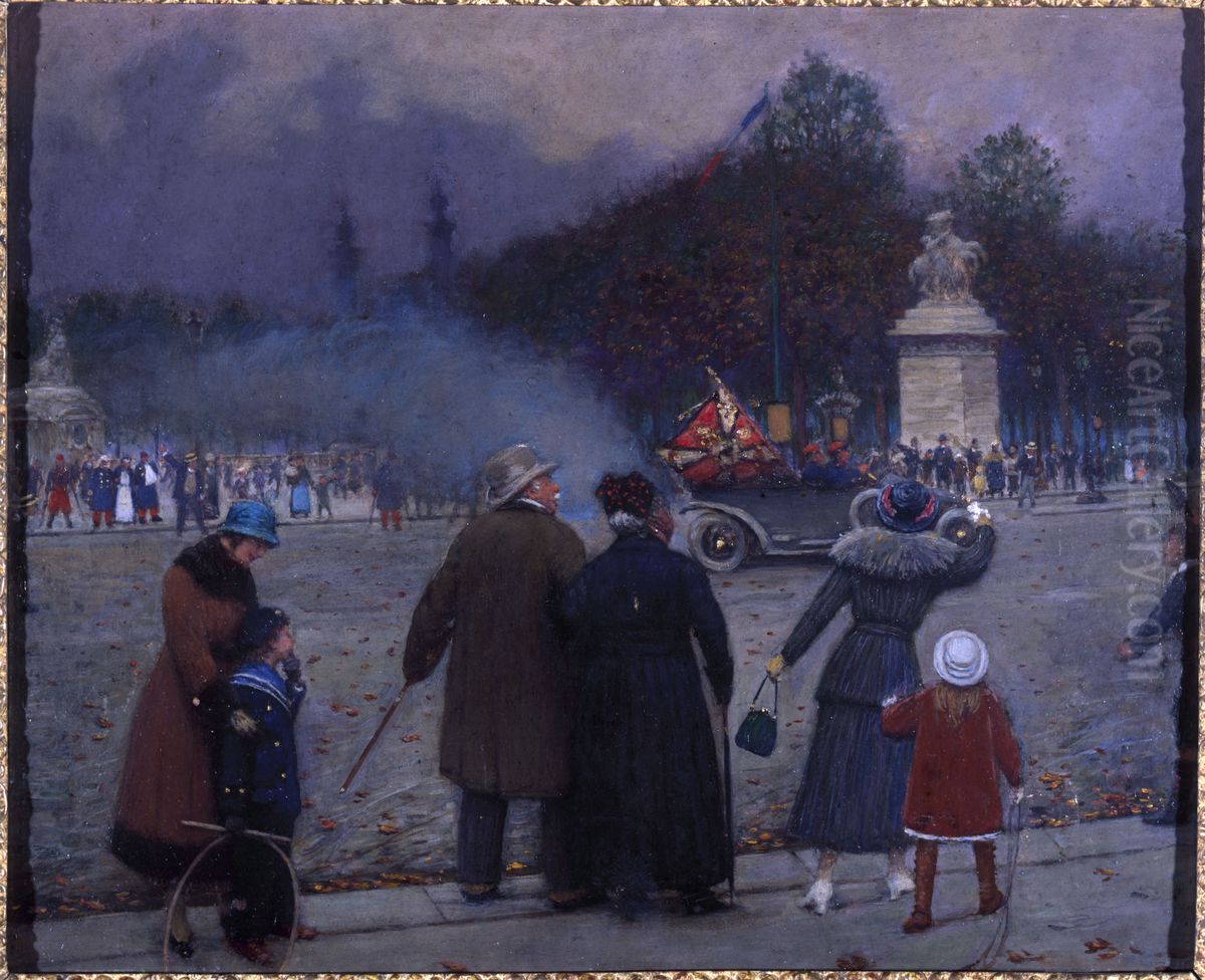 Drapeau allemand porte aux Invalides Oil Painting by Jean Beraud