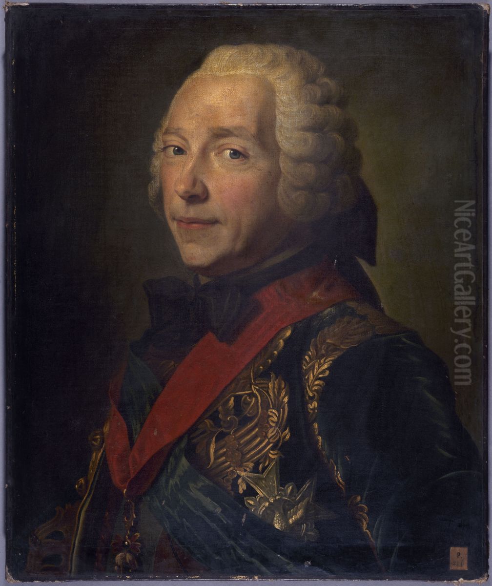 Portrait de Charles-Louis-Auguste Fouquet, duc de Belle-Isle (1684-1761), marechal de France Oil Painting by Maurice Quentin de La Tour