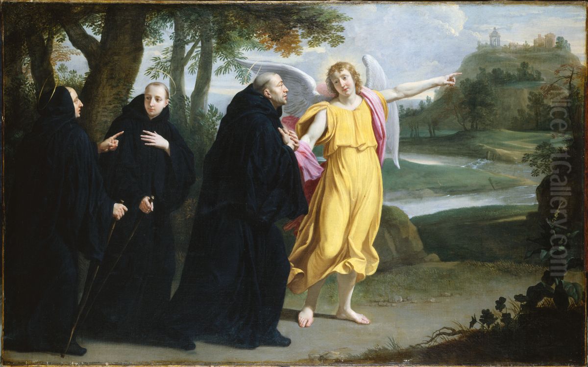 Scene de la vie de saint Benoit : l'ange designant a saint Benoit l'emplacement du monastere du mont Cassin Oil Painting by Philippe de Champaigne
