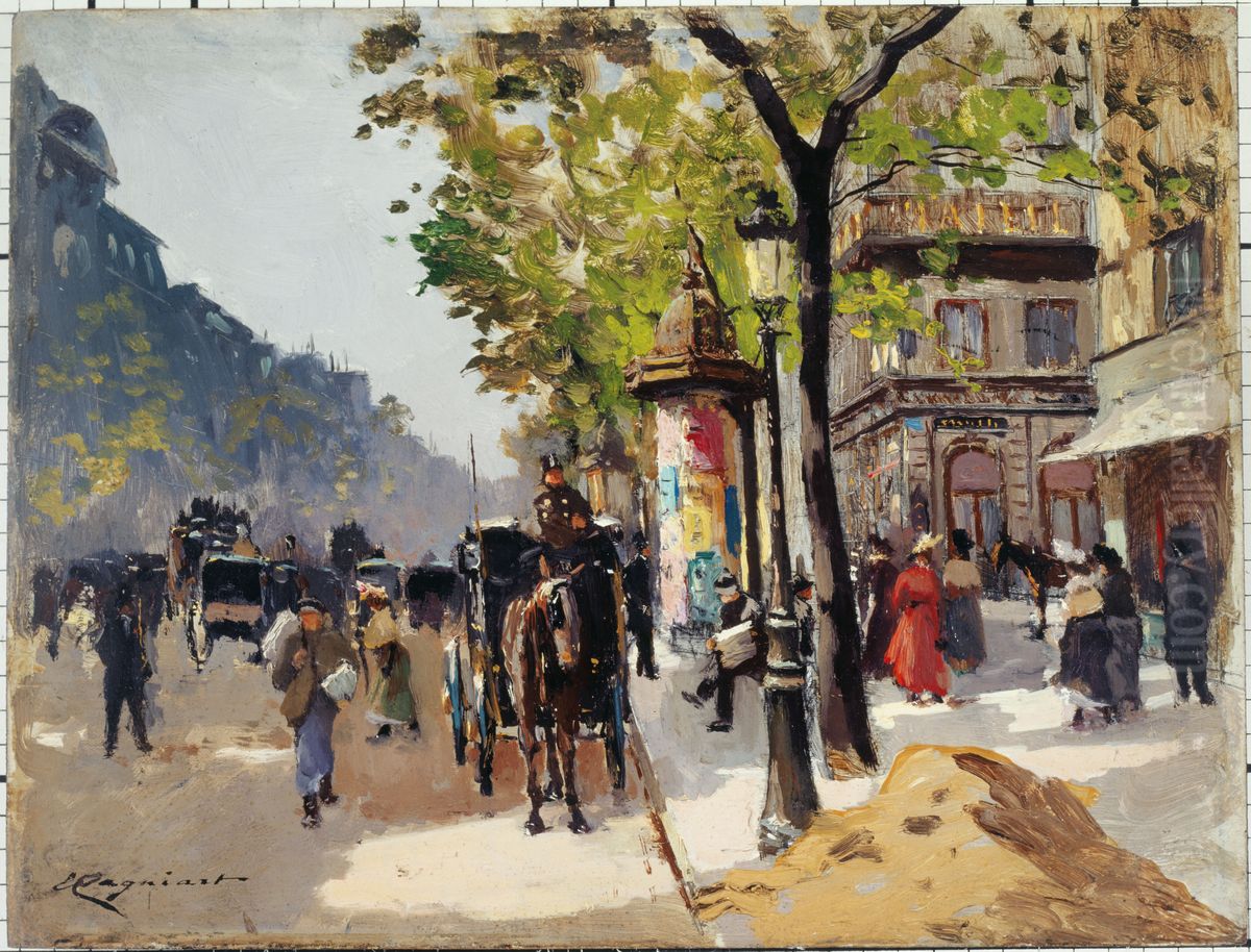 Le Boulevard des Italiens Oil Painting by Emile Cagniart