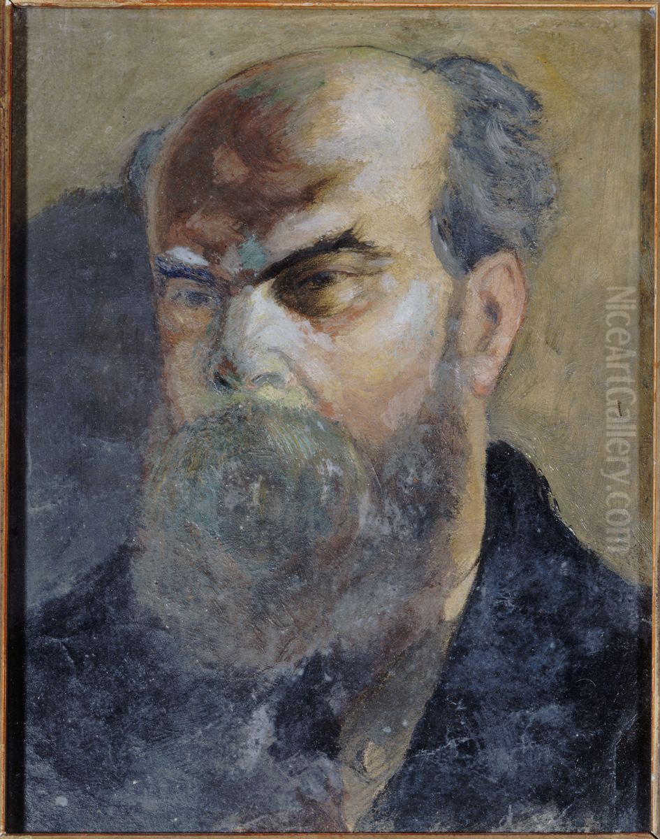 Portrait de Paul Verlaine (1844-1896), poete Oil Painting by Frederic-Auguste Cazals