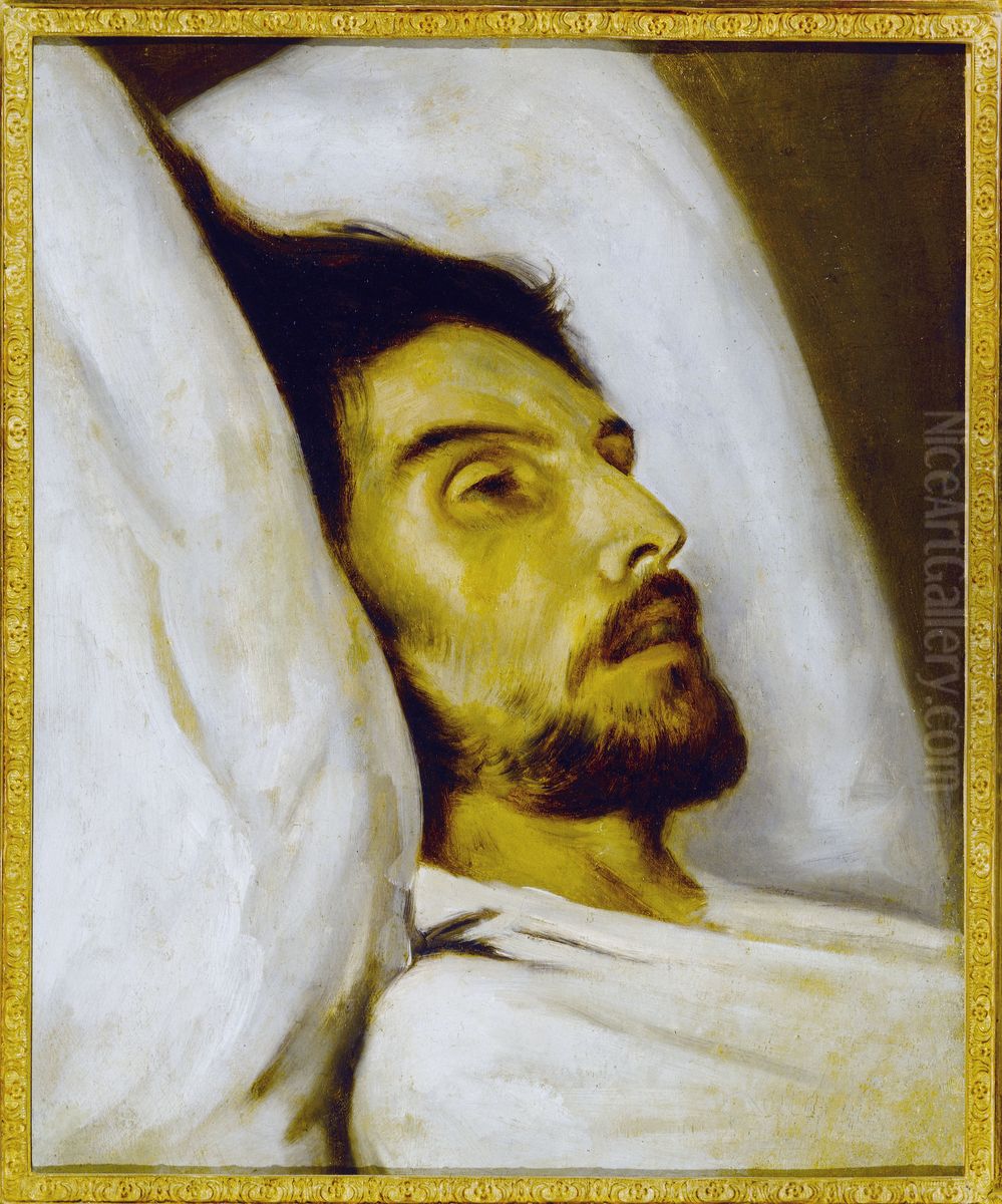 Portrait d'homme sur son lit de mort, autrefois dit Armand Carrel Oil Painting by Paul Delaroche