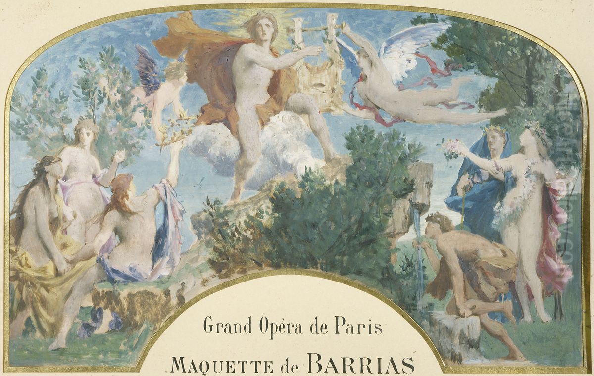 Apollon recevant la lyre des mains de la Musique, Oil Painting by Jules-Elie Delaunay