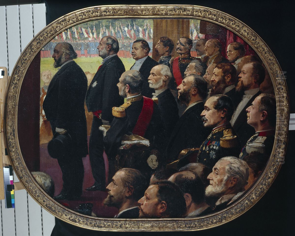 La distribution des drapeaux, le 14 juillet 1880 Oil Painting by Edouard Detaille