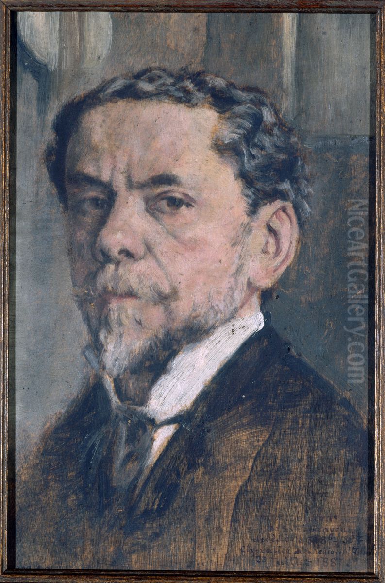 Autoportrait de Charles Courtry (1846-1897), graveur Oil Painting by Charles Courtry