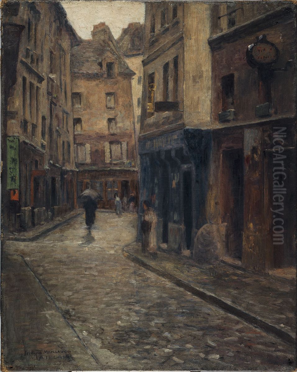 La rue de Lanneau Effet de pluie Oil Painting by Fernand Maillaud