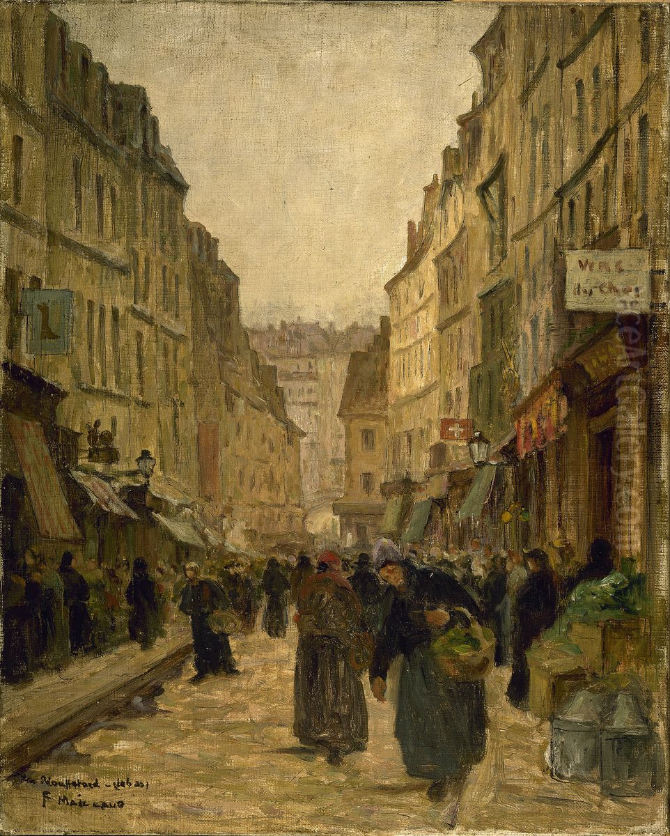 La rue Mouffetard Oil Painting by Fernand Maillaud