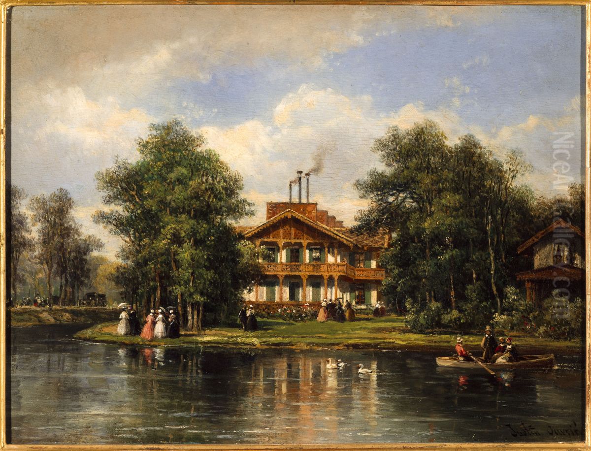 Le Chalet de la Porte-Jaune, au bois de Vincennes Oil Painting by Pierre-Justin Ouvrie