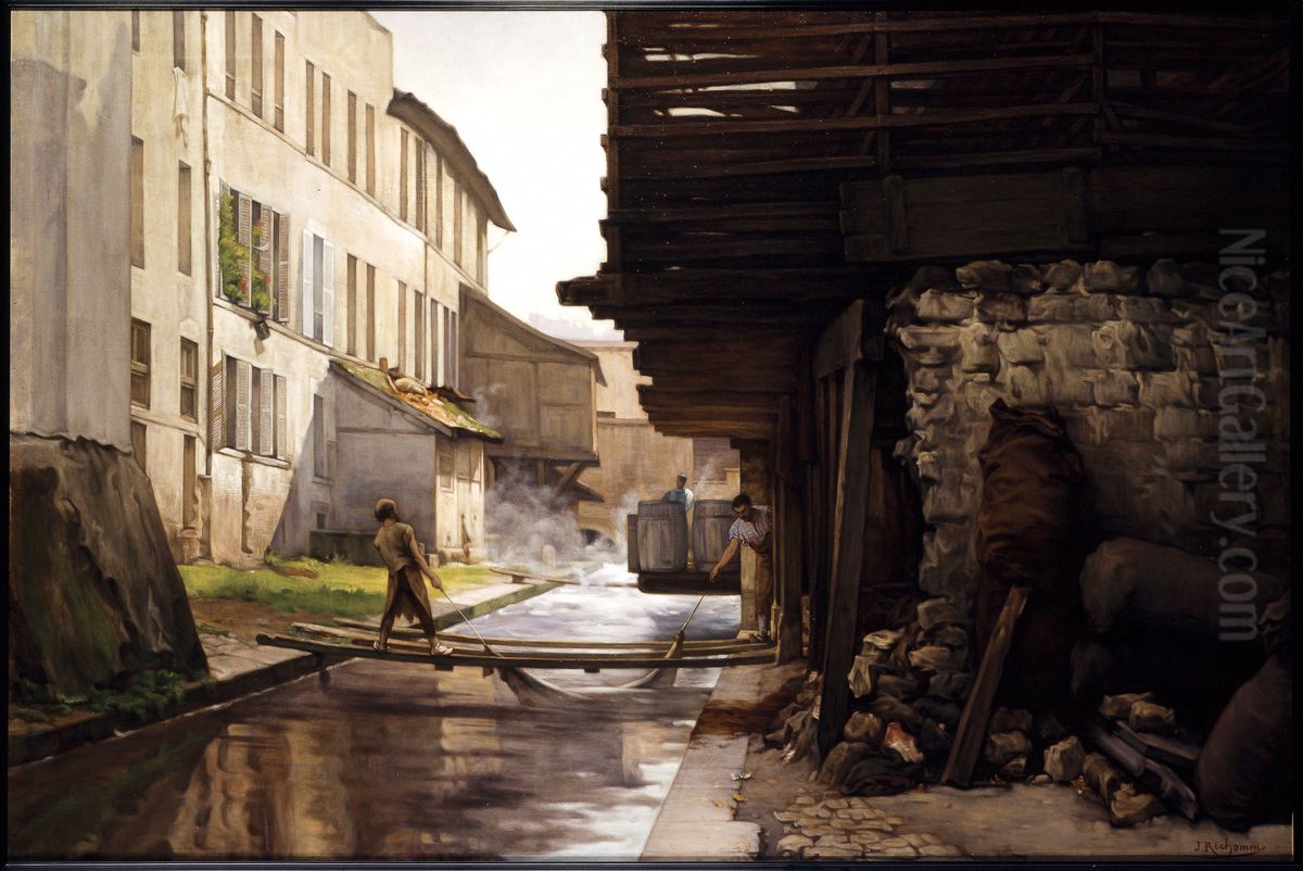 Tannerie sur la Bievre Oil Painting by Jules Richomme