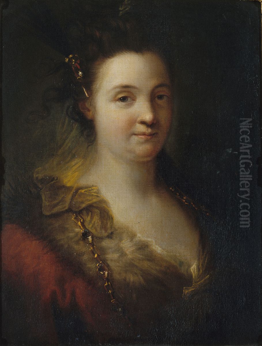 Portrait of Mademoiselle Duclos (Marie-Anne de Chateauneuf) Oil Painting by Alexis Grimou