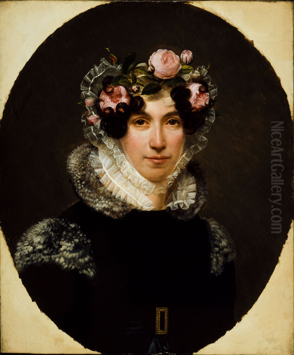 Portrait de Madame Bernard-Leon, epouse de l'acteur Oil Painting by Henri-Francois Riesener