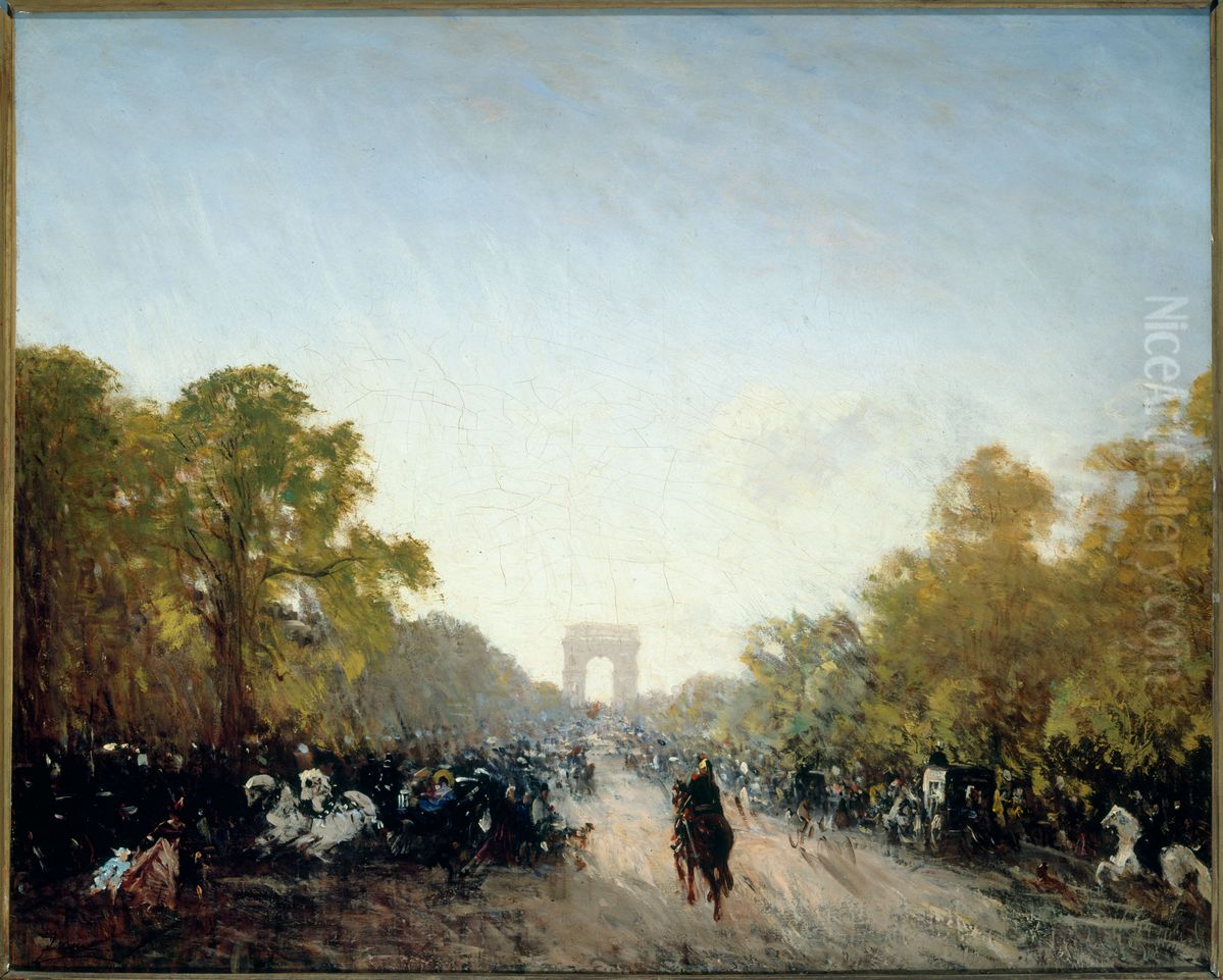 L'Avenue des Champs-Elysees Oil Painting by Felix Ziem