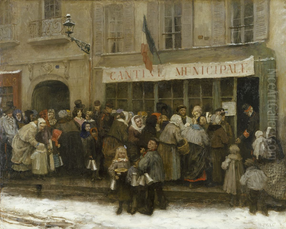 Cantine municipale pendant le siege de Paris (1870-1871) Oil Painting by Henri Pille