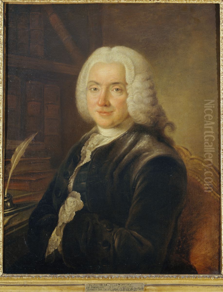 Portrait du president Charles-Jean-Francois Henault (1685-1770), magistrat, membre de l'Academie francaise Oil Painting by Claude Pougin de Saint-Aubin