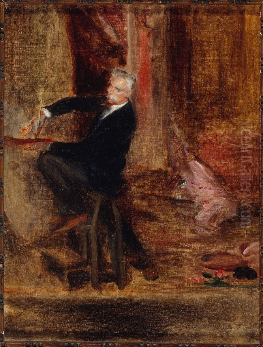 Portrait du peintre Jules Cheret (1836-1933), dans son atelier Oil Painting by Jacques-Emile Blanche