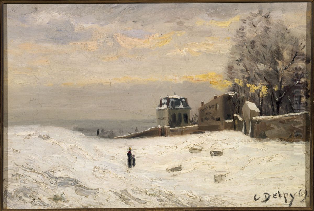 Neige a Montmartre Oil Painting by Hippolyte Camille Delpy