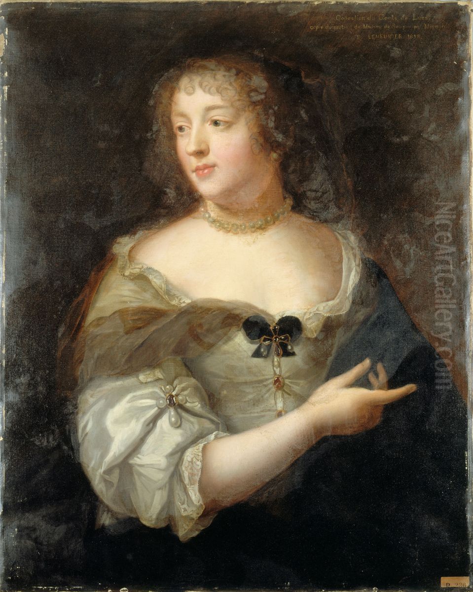 Portrait de Marie de Rabutin-Chantal, marquise de Sevigne (1626-1696), d'apres le portrait de Claude Lefebvre Oil Painting by Basile Lemeunier