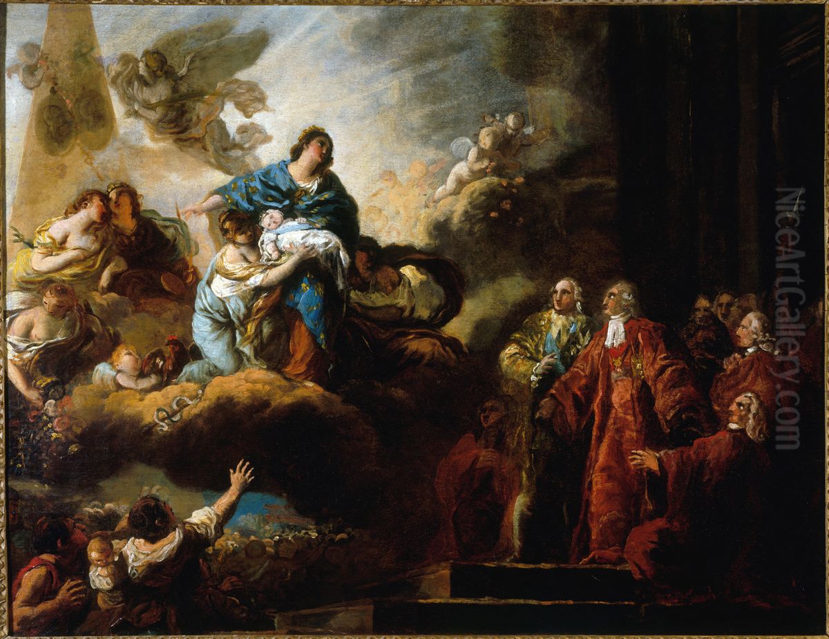 Allegorie de la naissance du dauphin, le 22 octobre 1781 Oil Painting by Francois-Guillaume Menageot