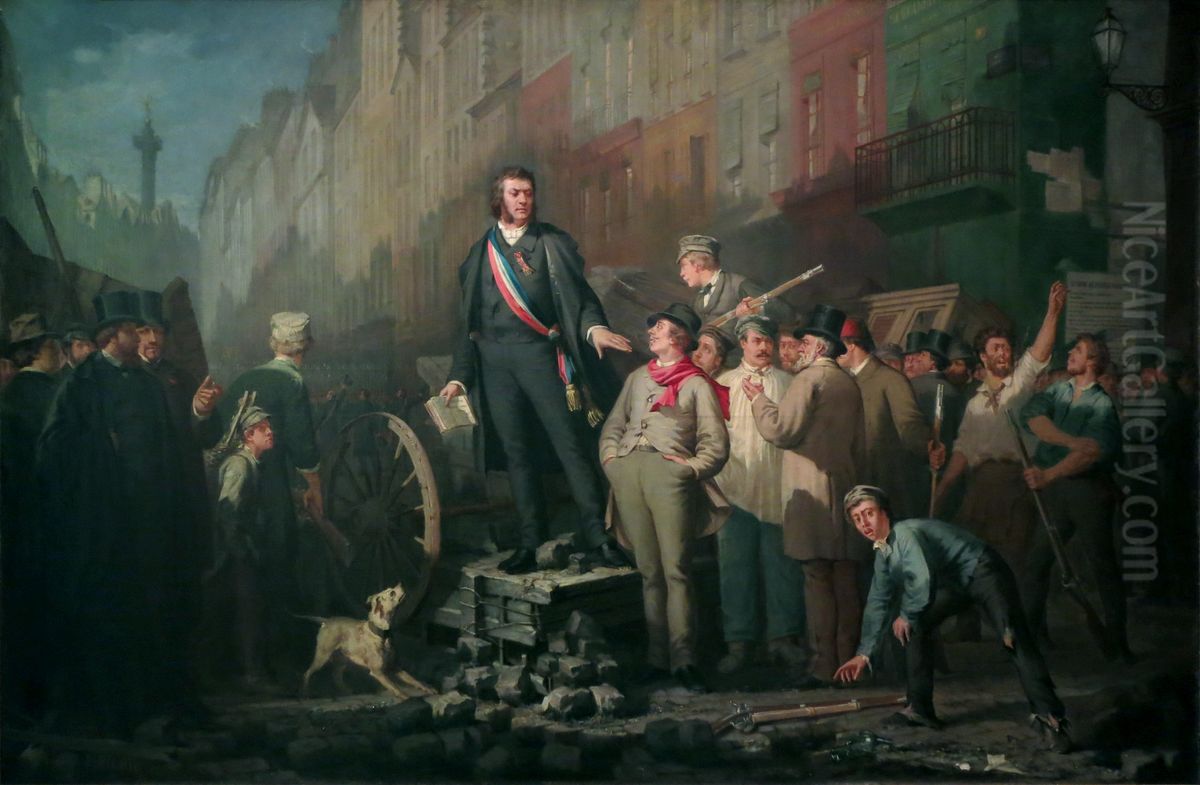 Alphonse Baudin (1811-1851) sur la barricade du faubourg Saint-Antoine, le 3 decembre 1851 Oil Painting by Louis-Ernest Pichio