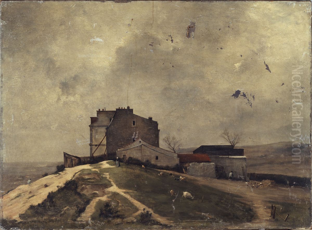 Vue de Montmartre, aux environs du moulin de la Galette Oil Painting by Rene Billotte
