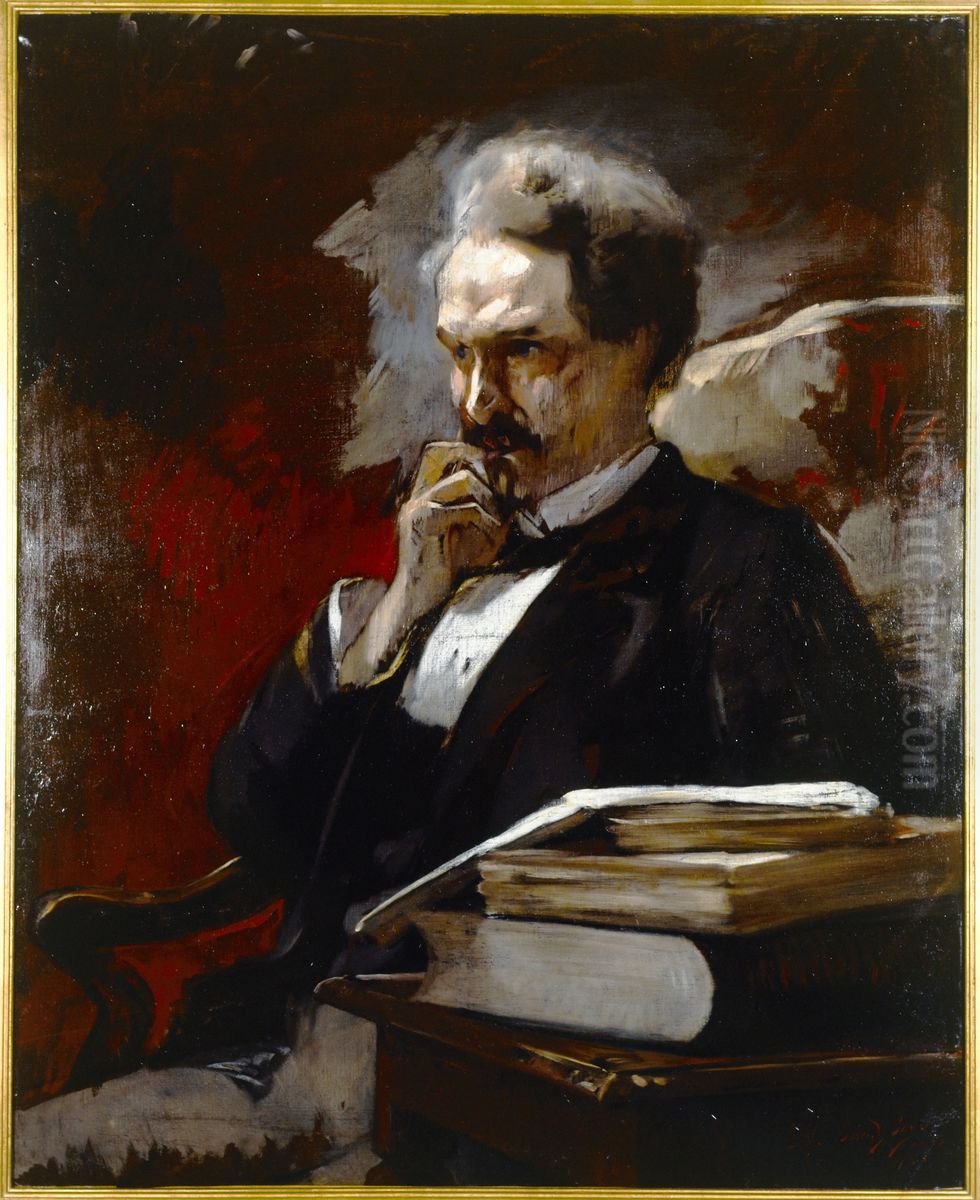 Portrait d'Henri Rochefort (Victor-Henri, marquis de Rochefort-Lucay, dit), journaliste, homme politique et ecrivain (1831-1913) Oil Painting by Auguste Baud-Bovy