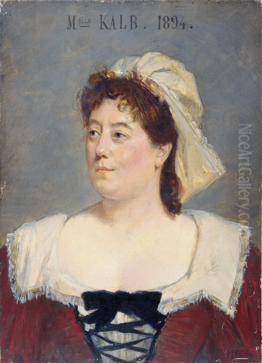 Marie-Caroline Kalb (1854-1930), societaire de la Comedie-Francaise, en costume de servante Oil Painting by Marcel Baschet